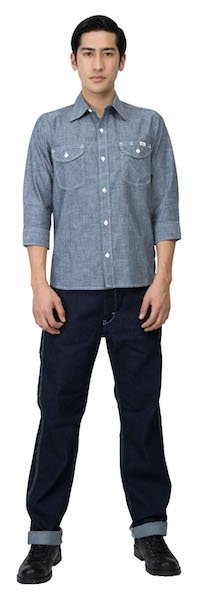 画像13: メンズ 七分丈シャンブレーシャツ [LCS46004] Lee-リー (13)