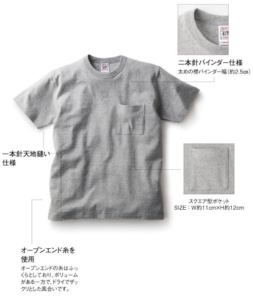 画像2: 6.2oz オープンエンド バインダーネック ポケットTシャツ [OE1119] CROSS＆STITCH-クロスアンドスティッチ (2)