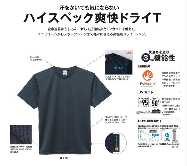 画像3: 4.3oz ドライTシャツ(ポリジン加工) [MS1154] LIFEMAX-ライフマックス (3)