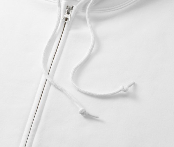 フードひもは丸ひも身頃同色、ひも先はセルチップ加工